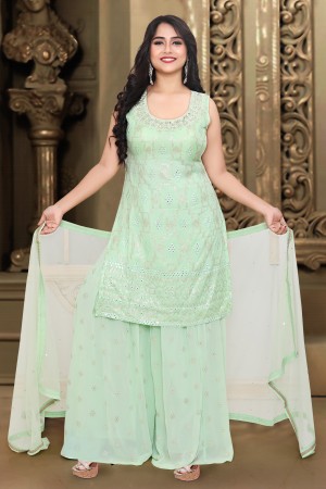 Sea Green Color Designer Sharara